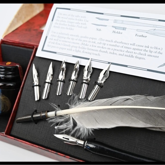 AM AUTHENTIC MODELS: MG118 FEATHER PEN SET - PLUME D'OIE - SCHREIBFEDER SET - Picture 2 of 8